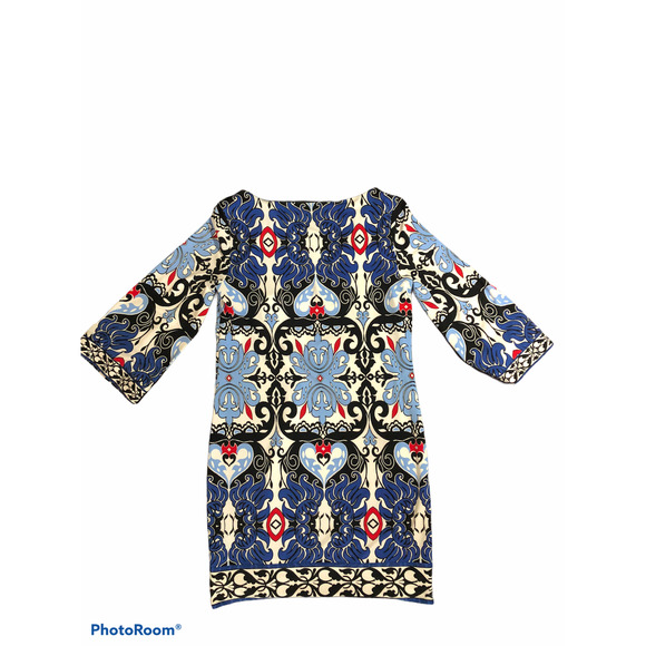 Laundry Shelli Segal Mini Dress V-Neck Size Small Short Above Knee Blue Summer - Picture 2 of 6